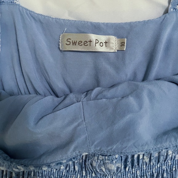 Sweet Pot Blue Floral Ruffle Mini Dress Size 10 - Picture 11 of 13